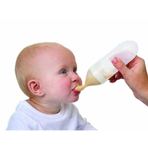 Nuby Squeeze Feeder With Slow and Fast Spoon 90ml - أصفر