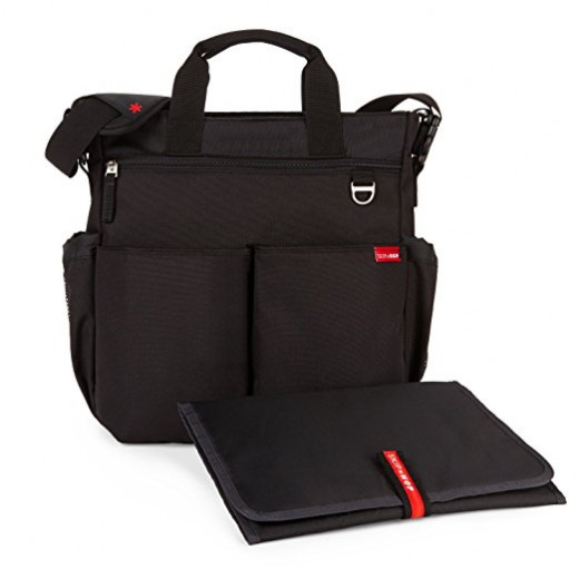 Skip Hop Duo Signature Diaper Bag with Portable Changing Mat, Black