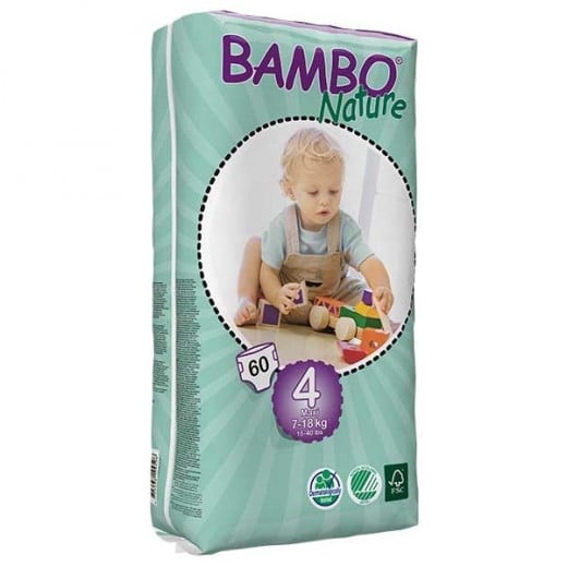 Bambo Nature Baby Diapers Classic, Size 4 (7-18Kg), 60 Count