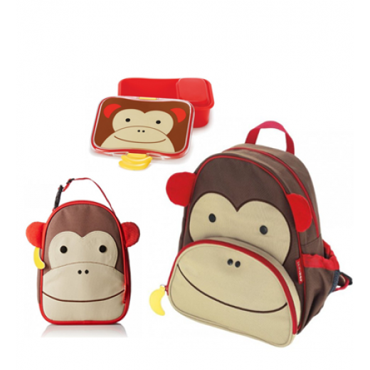Skip Hop Zoo Little KId Backpack,Lunchie & Lunch Kit - Monkey