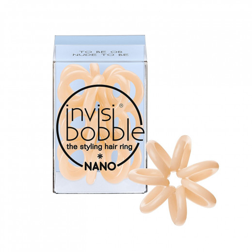 Invisibobble Nano Hair Styling Ring with Strong Grip, Non-soaking, High Wearing Comfort Updo Tool - To be or Nude to Be (Pack of 3)
