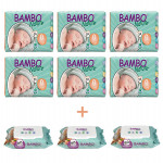6x Bambo Nature Premium Baby Diapers, Size 0, 24 Count 3x Bambo Nature Wet Wipes x80