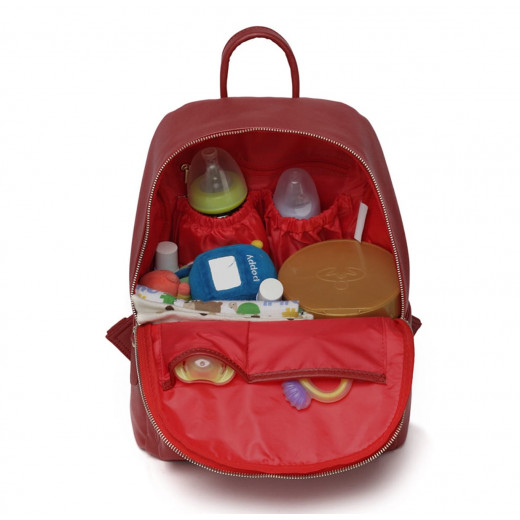 حقيبة الظهر لتنظيم حفاضات الطفل واحتياجاته, جلد أحمر من كولورلاند