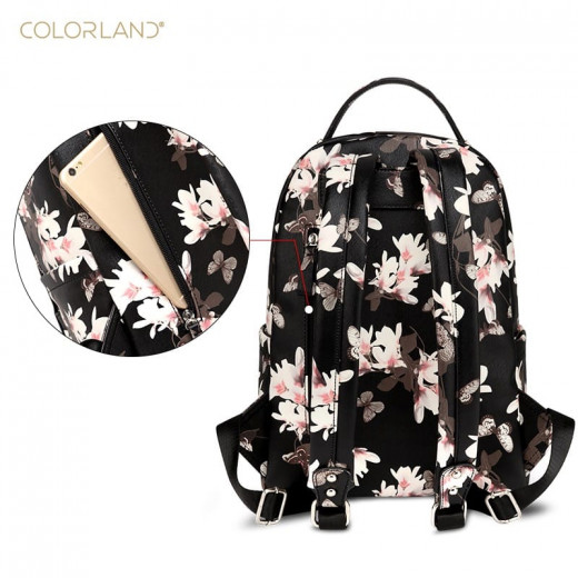 Colorland Mirabelle Faux Leather Diaper Backpack- Flower