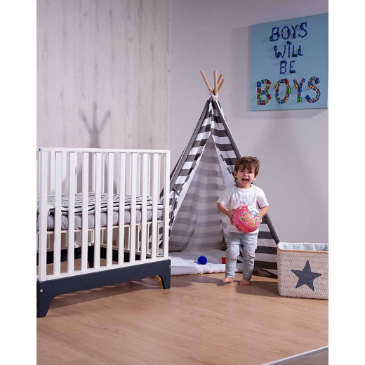 Childhood Canvas Play Teepee Tent, White/Grey Stripes