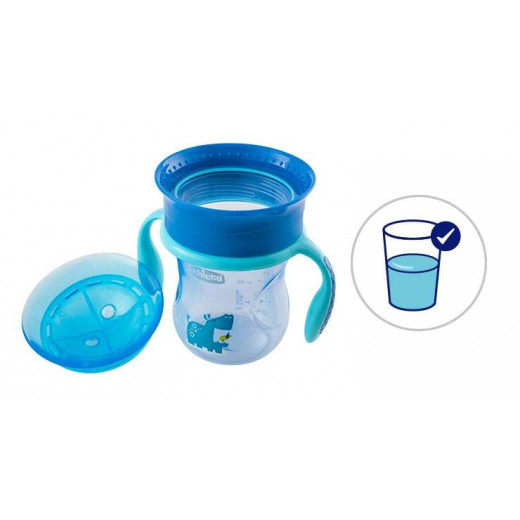 Chicco NaturalFit 360 Degree Rim Trainer Sippy Cup with Handles, in Blue, 200 ml, +12 months