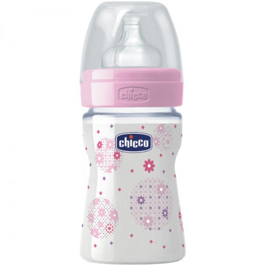 Chicco Silicone Well Being Feeding Bottle (150 ml), Girl