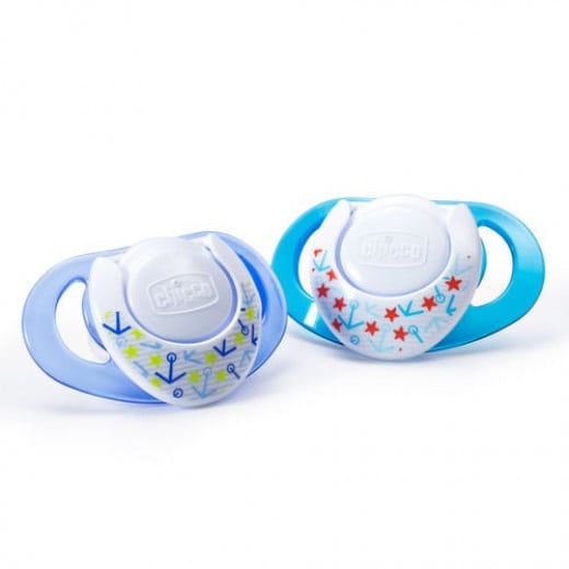 Chicco Physio Compact Silicone, Blue Color, 6-12 Month, 2 Pieces