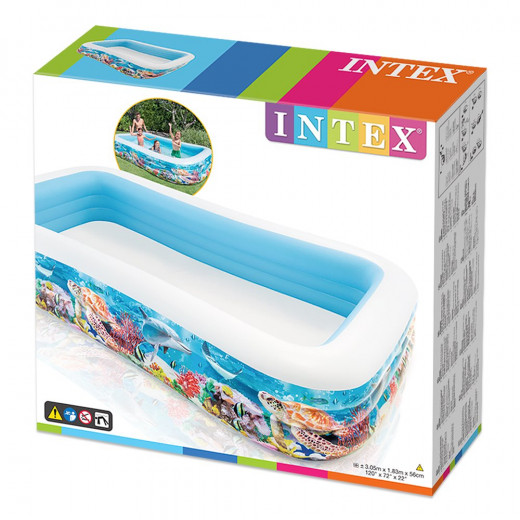 Intex - Inflatable Pool, 305 x 183 x 56 cm, 999 L, Tropical design