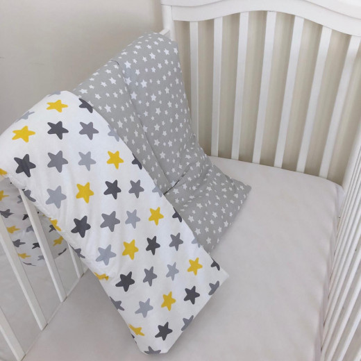 Anett Newborn Baby Bedding Set, Colorful Stars, Grey