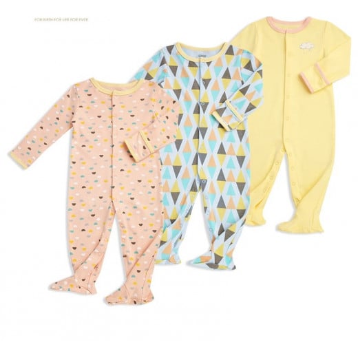Colorland -Baby Bodysuit 3 Pieces In One Pack - 3-6 Months