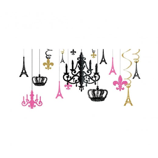 Amscan - A Day in Paris Glitter Chandelier Kit - 17 pieces