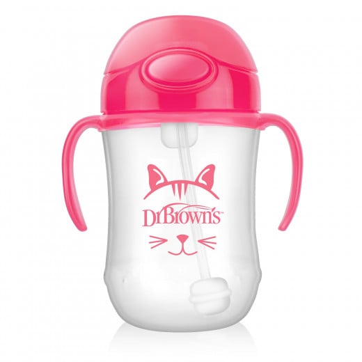 Dr. Brown's Baby's First Straw Cup w/ Handles, 270 ml, Pink