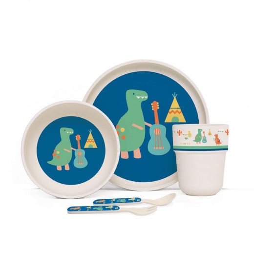 Penny Bamboo Meal Set with Cutlery - Dino Rock