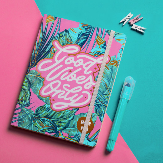Mofakera Good Vibes Notebook With Rubber Band A5 Size