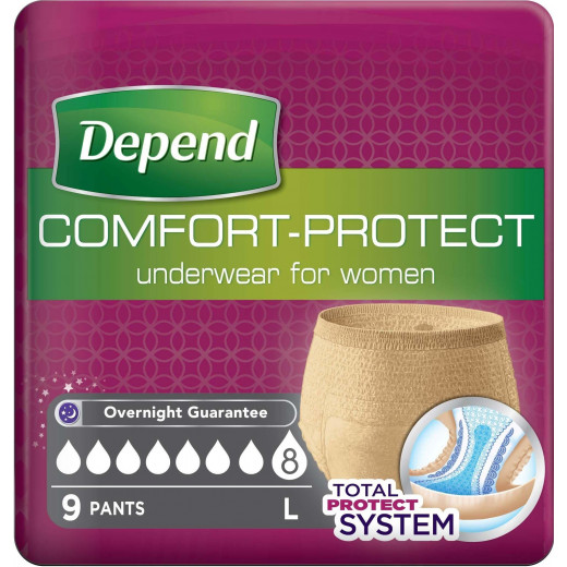 Depend Comfort Protect Underwear for Women, Super Pants for Female Large, 9 pcs