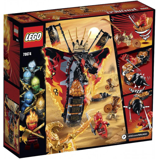 LEGO Ninjago Fire Fang Snake Toy for Kids with 4 Minifigures, Masters of Spinjitzu Playset, 463 pieces.