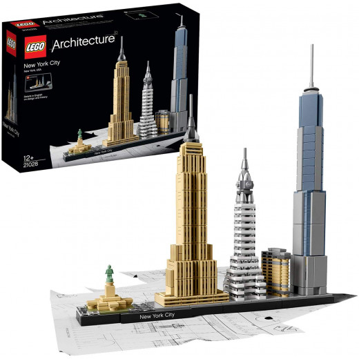 LEGO Architecture New York City Model Building Set, Skyline Collection with 4 Buildings and Minature Statue of Liberty