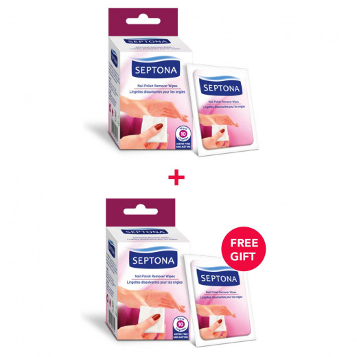Septona Nail Polish Remover Wipes, 10 Wipes - White Friday Offer - Buy 1 Get 1 Free