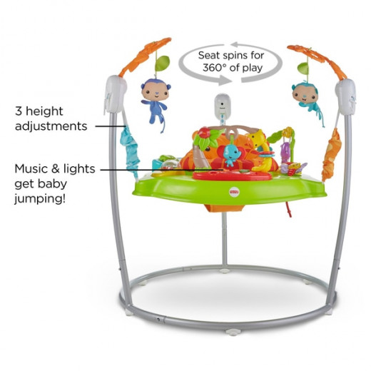 Fisher-Price Roaring Rainforest Jumperoo, New-Born Baby Activity Centre with Music and Lights