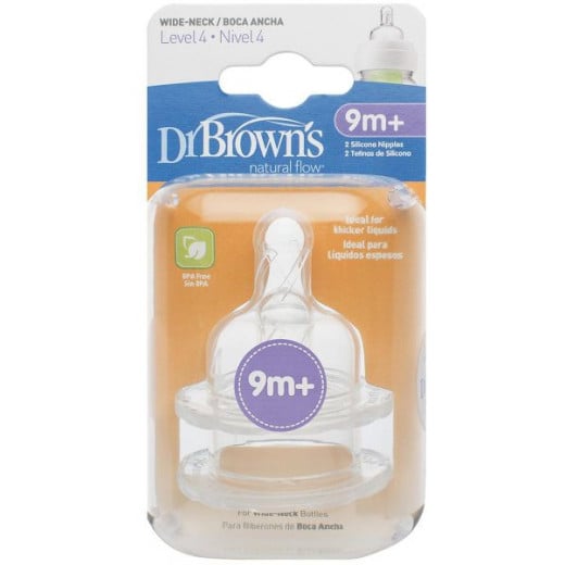 Dr Brown’s Level 4 Silicone Wide-Neck “Options” Nipple, 2-Pack