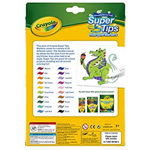 Crayola Supertips Washable Markers 24 Pack 1X24