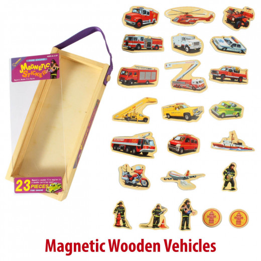 QISIWEI Wooden Magnets Fire Engine 23 Pieces