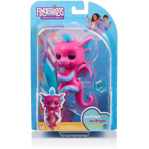 Fingerlings - Glitter Dragon - Sandy (Pink with Blue) - Interactive Baby Collectible Pet