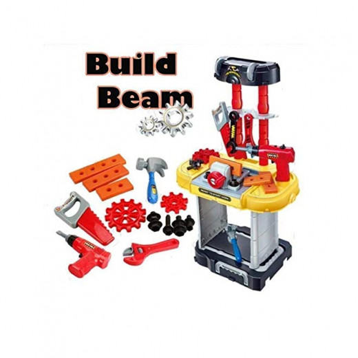 3 in 1 Small Engineer Build Beam Workshop Playset with Travel Luggage Trolley for Kids