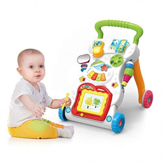 ICW Multifunctional Baby Sit-to-stand Plastic Music Walker (Multicolour)