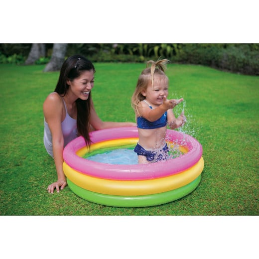 Intex Sunset Glow Inflatable Colorful Baby Swimming Pool, Multicolored
