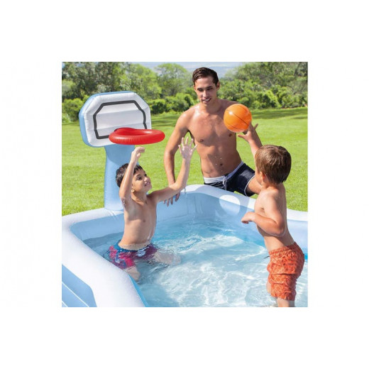 مسبح عائلي مع حلقة كرة سلة ، 257×188×103 سم من انتكس