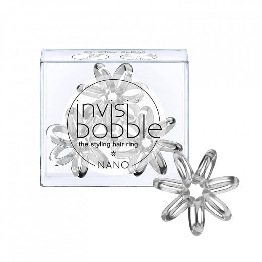 invisibobble Nano Hair Styling Ring with Strong Grip, Hair Accessories for Women – Crystal Clear