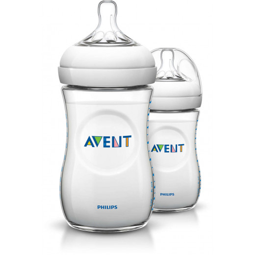 Philips Avent Natural Feeding Bottle 260ml, Twin Pack of 2, Blue