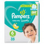 Pampers Baby Dry Diapers, Size 6 Extra Large, 13+ Kg, Jumbo Pack, 36 Diapers