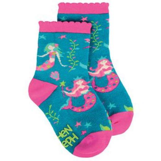 Stephen Joseph All Over Print Socks Mermaid Large