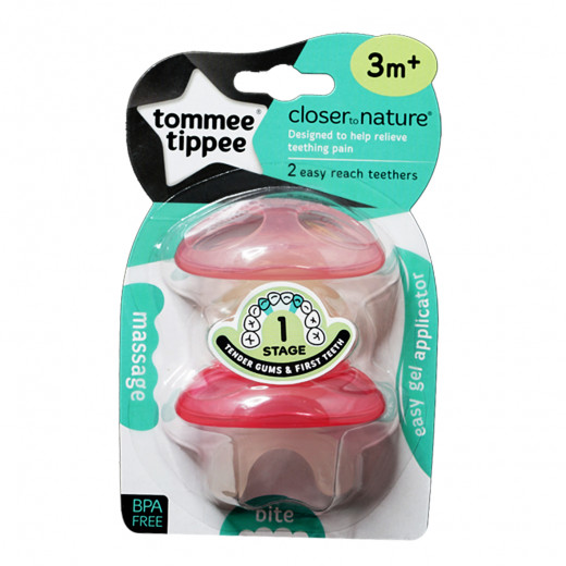 Tommee Tippee Closer to Nature +3 months Teether, 2 pieces, Pink