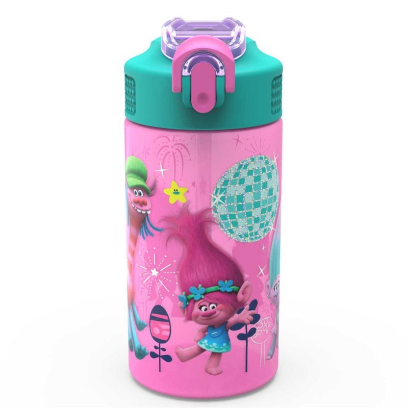 Zak! TROLLS I Have Nothing to Wear Flip Straw Water Bottle Pink BPA-Free