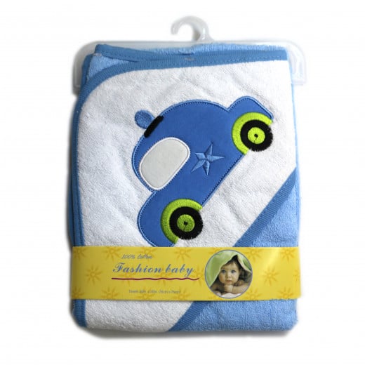 Fashion Baby Bath Towel Hooded Blue Car