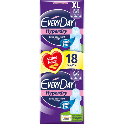 EveryDay Hyperdry Pads Ultra Plus Extra Long, 18 pads
