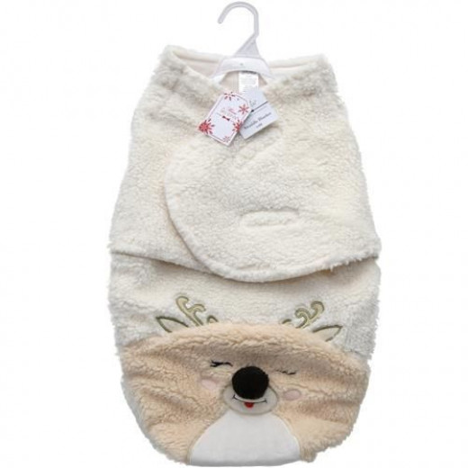 Mini Muffin Plush Fleece Reindeer Baby Swaddles, Size 3-6 m