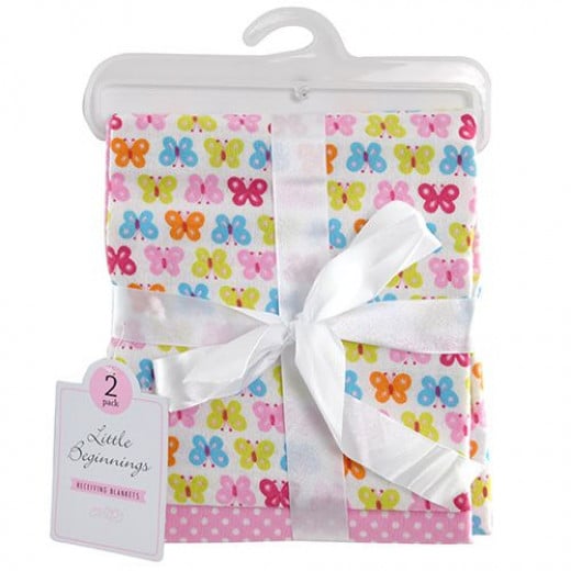 Little Beginnings Baby Girls 2 Pack Receiving Blanket on Hanger