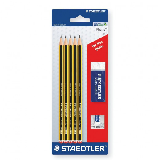 Staedtler Graphite Pencil HB 5 Piece and 1 Eraser