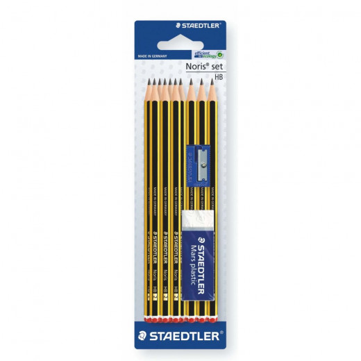 Staedtler 10 Graphite Pencils HB, 1 Eraser and 1 Sharpener