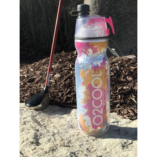 O2COOL Elite Mist ‘N Sip® – Splash Teal, Orange&Pink, 590 ml