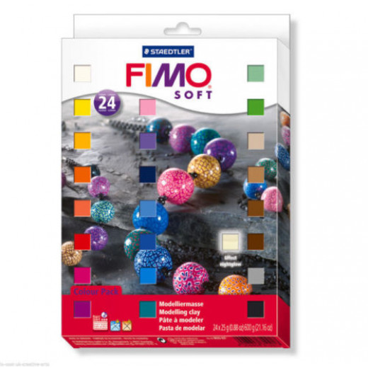 Staedtler Fimo Soft Oven Hardening Modelling Clay 25 g - Assorted Colours, Pack of 24