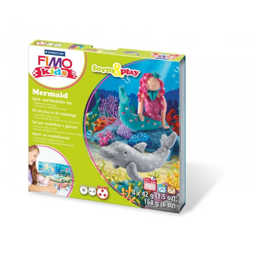 Staedtler Fimo Kids Soft Polymer Clay Mermaid Set For Kids, Pack of 4