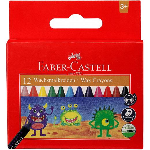 Faber Castell  Wax Crayons 90mm 12 Pack