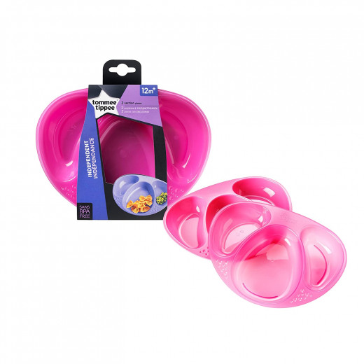 Tommee Tippee Section Plates Pack of 2, Pink Color