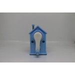 براية اقلام بلاستيك بتصميم منزل, باللون الازرق